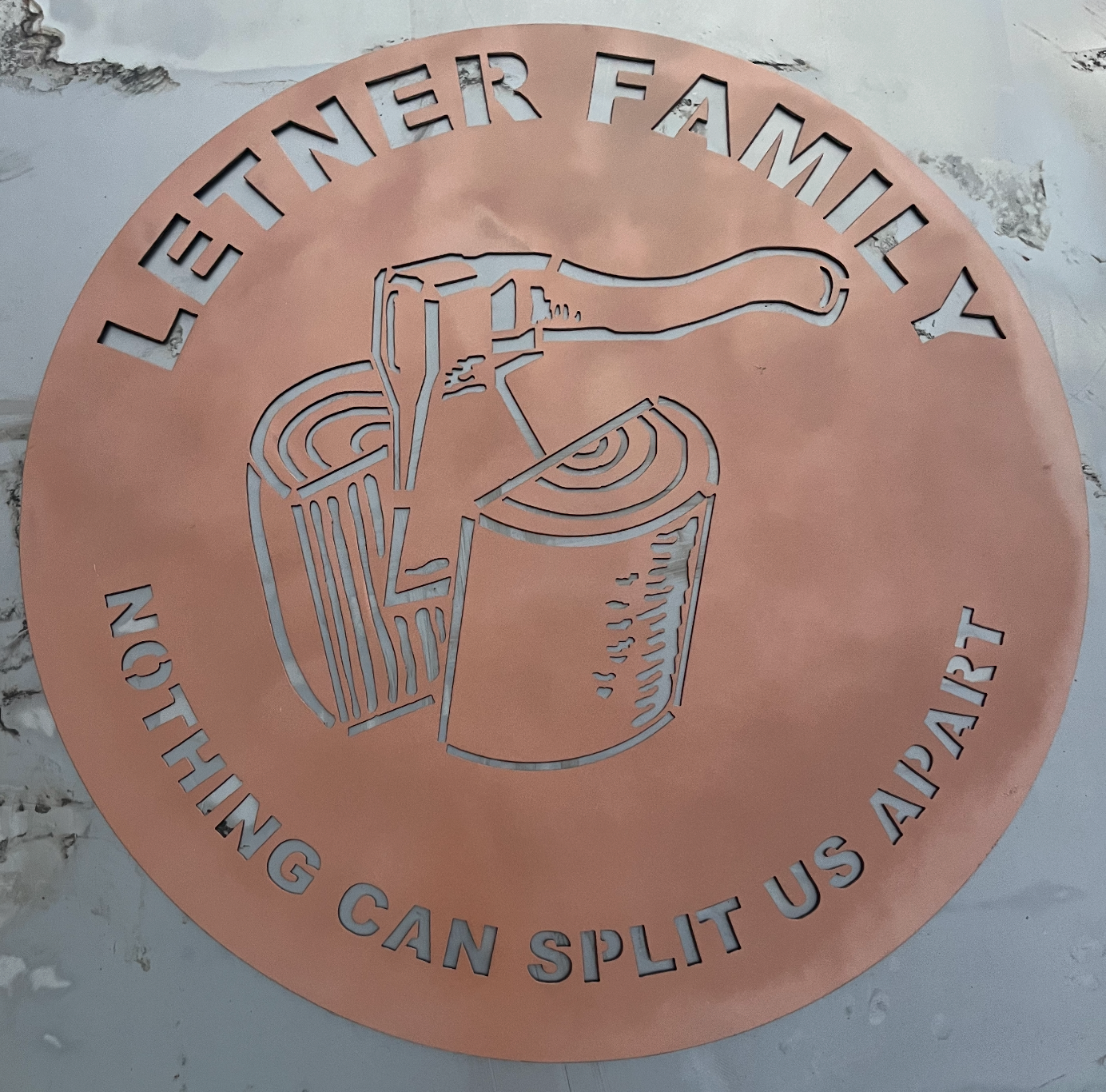 Letner family copper medallion with custom inscription